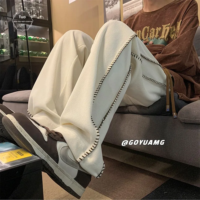 

Модные японские мужские повседневные брюки, весенне-осенние свободные брюки с широкими штанинами, дизайнерские брюки прямого кроя для отдыха