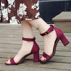 2026 new summer high heels women Roman shoes thick with open toe sandals women's shoes small size 31 32 33 40 European style