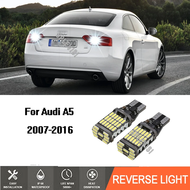 Bright White LED Bulbs Back Up Revese Lamp Conversion Kit For Audi A5 2007 2008 2009 2010 2011 2012 2013 2014 2015 2016