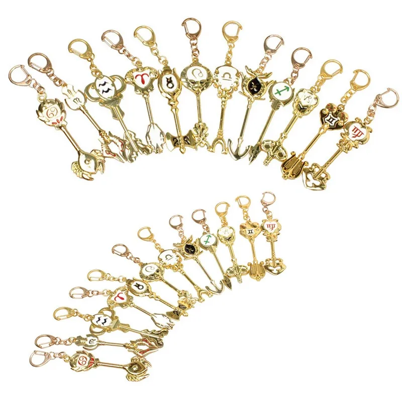DY202020 موضة الجنية الذيل سلسلة مفاتيح زودياك ستار الروح الساحر لوسي سومنز حلقة رئيسية اثني عشر كوكبة المفاتيح تأثيري G