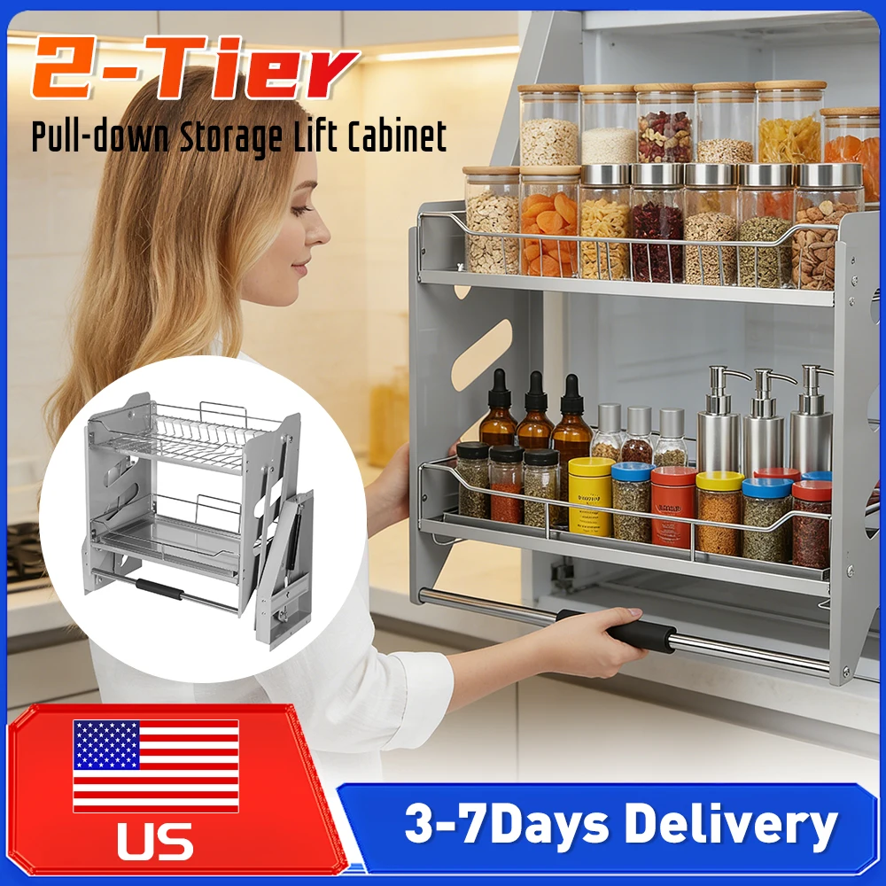 

Двухуровневый выдвижной органайзер для шкафа, корзина-подъемник для столовых приборов, из нержавеющей стали 304, ширина 22-34 дюйма, для закусок, мисок, тарелок