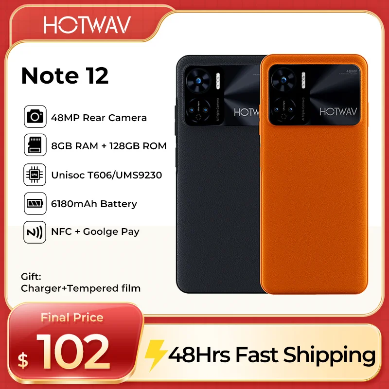 HOTWAV Note 12 Note12 Smartphone Android 13 6,8'' 90Hz 20W Schnellladung 8GB+128GB 48MP Rückfahrkamera NFC 6180mAh Mobiltelefon