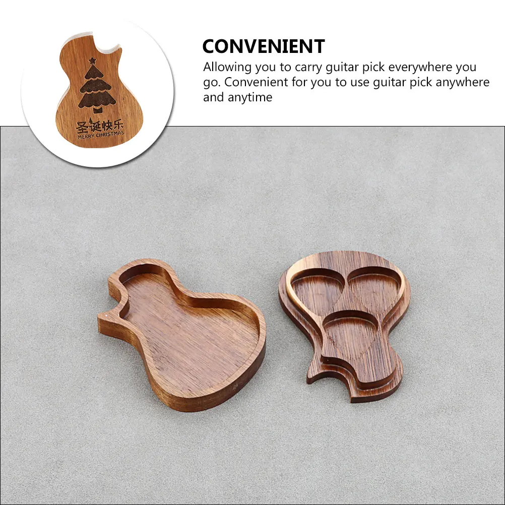 

Acoustic Guitar Holders Storage Base Shaped Wood Plectrum Case for Mini Picks Organiser Plectrums