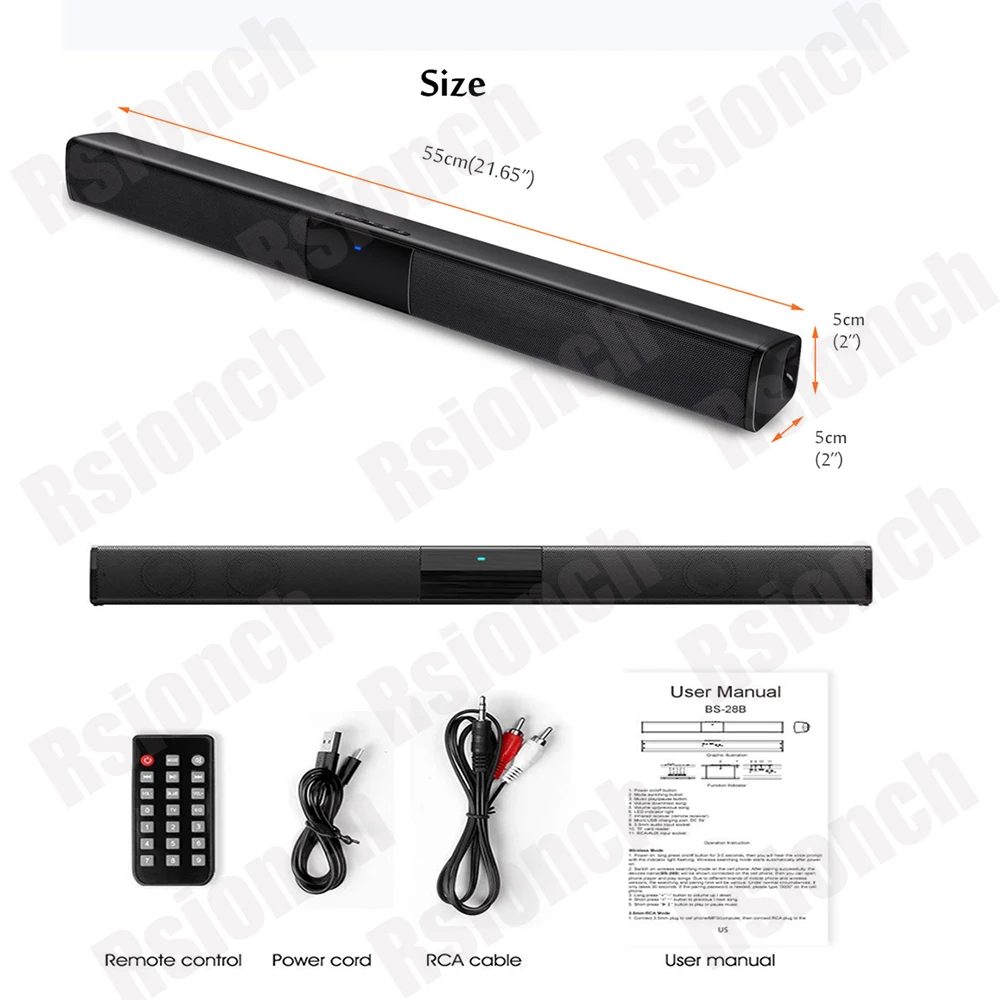 Kolumnowy soundbar do telewizora Głośnik Bluetooth z radiem FM Zdalny kabel audio do mobilnego projektora PC