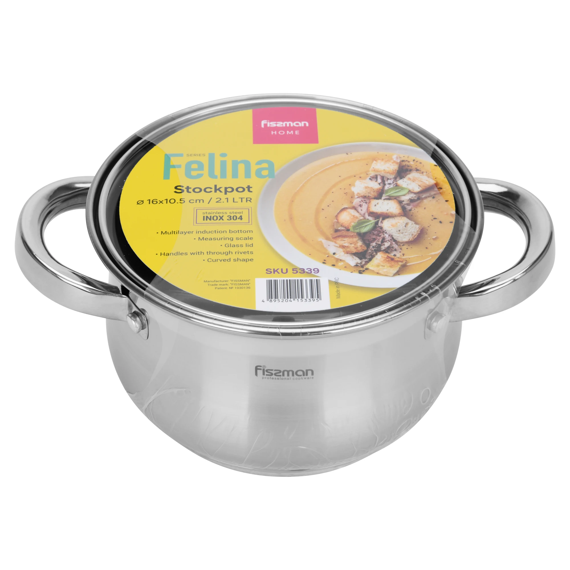 

Stainless Steel Cookware Series 2.1 Ltr With Glass Lid Stockpot Kitchen Multi-Functional For All Stove Types Soup Pot
