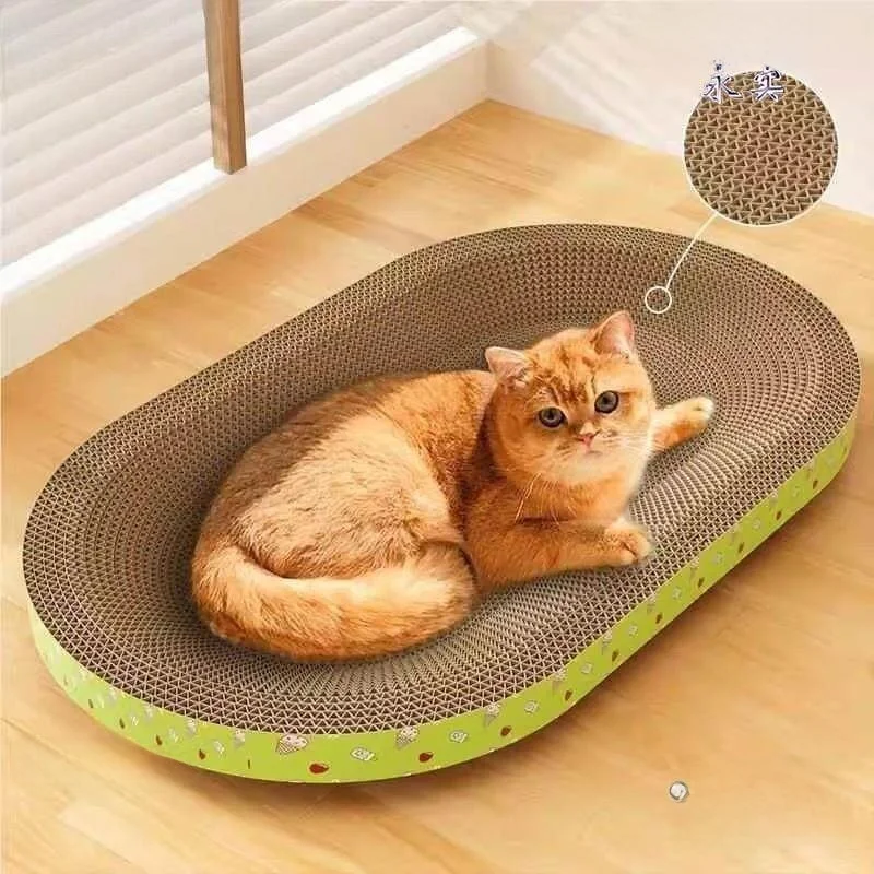 oval-scratching-board-nest-integrated-wear-resistant-non-shedding-corrugated-paper-claw-board-toy-supplies
