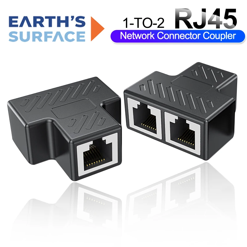 RJ45 Splitter 1 to 2 Ethernet Adapter Internet Network Cable Female RJ45 LAN Interface Ethernet Socket Connector for PC Router