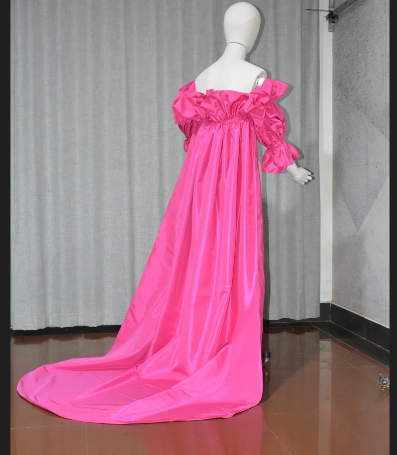 Fashion Elegant Wedding Capes With Sleeve Taffeta Long Puffy Jacket Shawl With Short Train custom