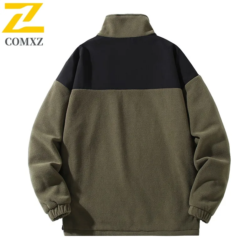سترة COMXZ Commute Office للرجال، معطف سميك مقاوم للبرد، ياقة واقفة ممتازة، لون سادة، ملابس شتوية خفيفة الوزن
