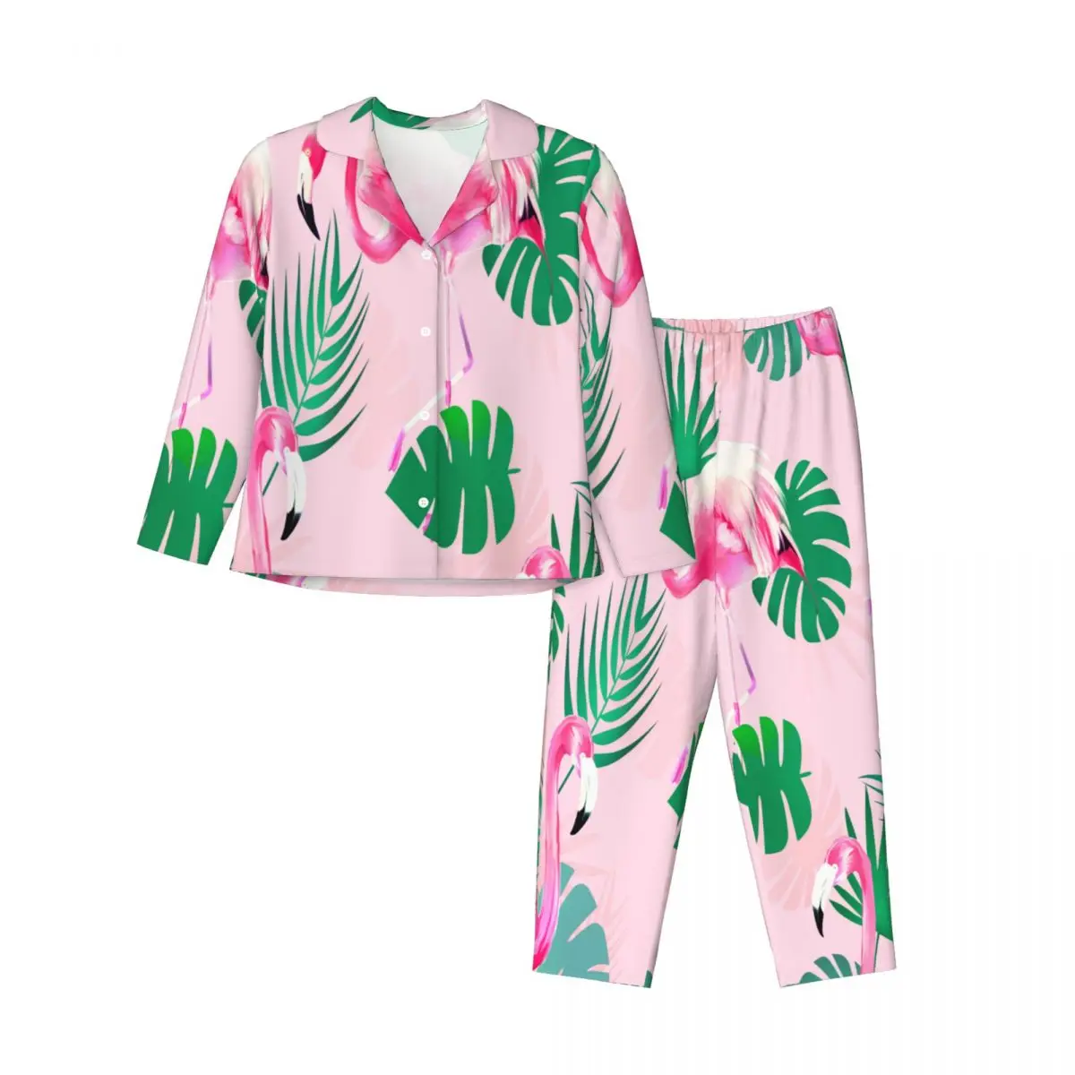 Women's Pajamas Sleepwear Room Wear Ladies Cotton POLYESTER flamingo fowl animal modern