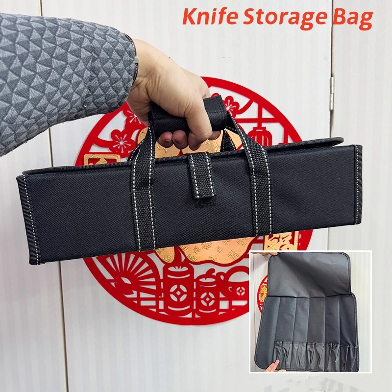 

Набор сумок для хранения ножей, свернутая сумка для ножей, рулон ножей в стиле вестерн, ткань Оксфорд, портативная сумка для ножей шеф-повара, кухонный органайзер