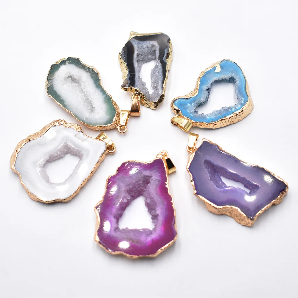 wholesale 6pcs/lot Natural Stone Agates Irregular Pendant for Jewelry Making DIY Necklace Earrings Accessories Gift