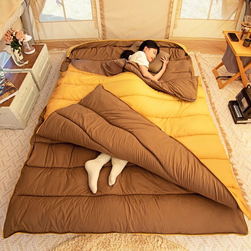 

2 Person Camping Sleeping Bag 2.2/3.2/4.3Kg Weight Four Seasons Portable Sleeping Bag for Outdoor Mountain Climbing Hiking Trips