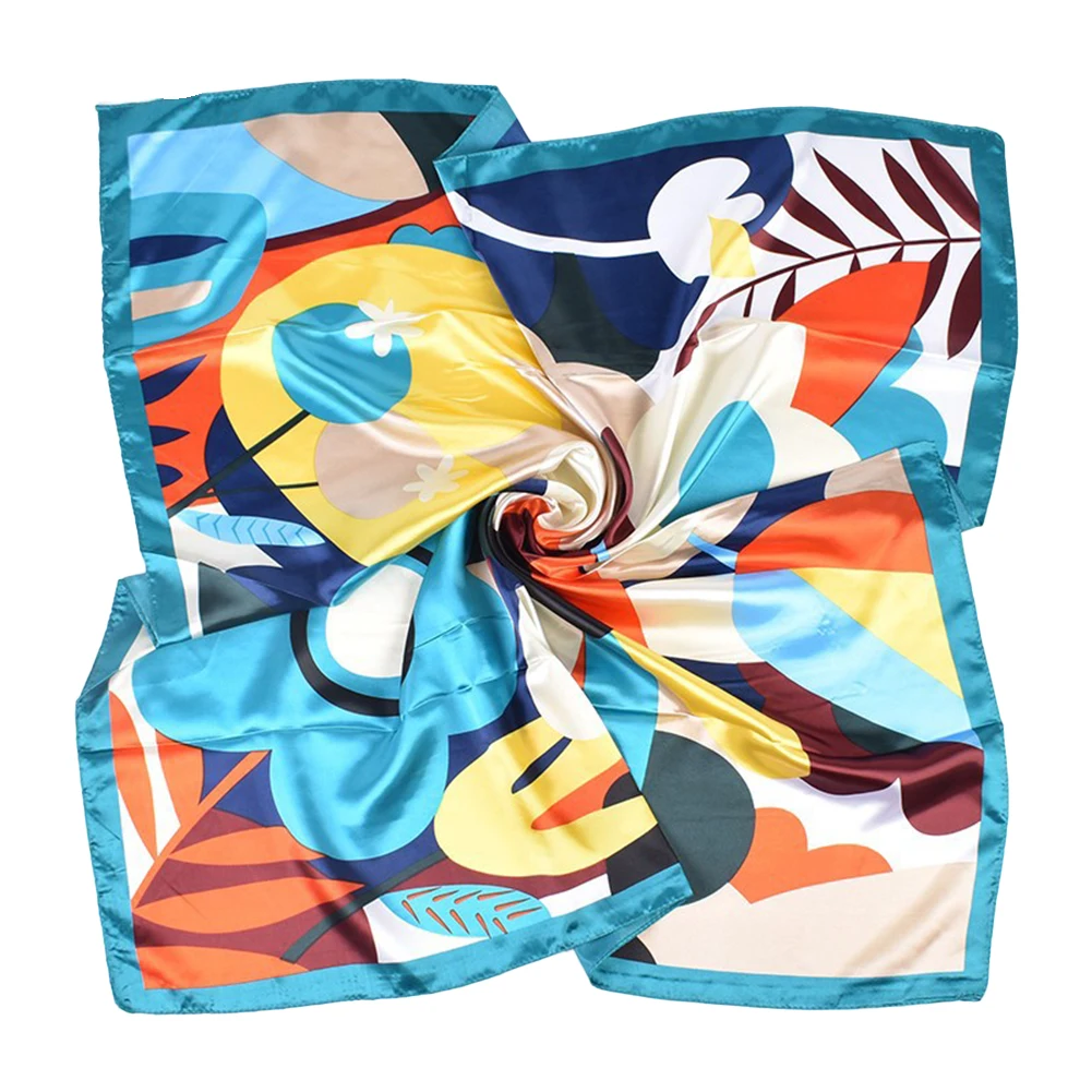 

90cm * 90cm Lake Blue New Product Fashionable Retro Print 90 Colored Ding Dafang Scarf Multi use Scarf Popular Headband