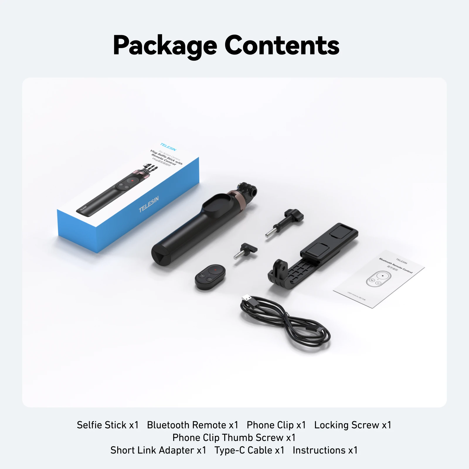 TELESIN Vlog Selfie Stick Statief Met 80M Bluetooth Afstandsbediening voor GoPro Insta360 DJI OSMO Actie Camera Smart Phone Statief Stand