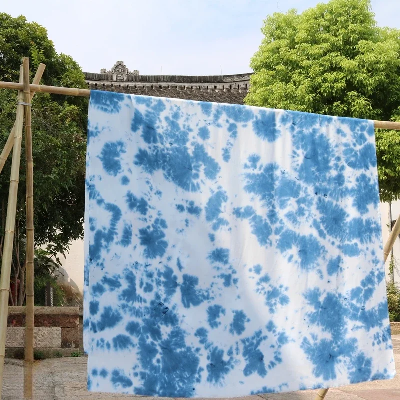 Cotton Silk Hand Tie Dyed Pure Cotton Yunnan Blue Dyed Pillows Curtains Duvet Covers Clothing Background DIY Fabric