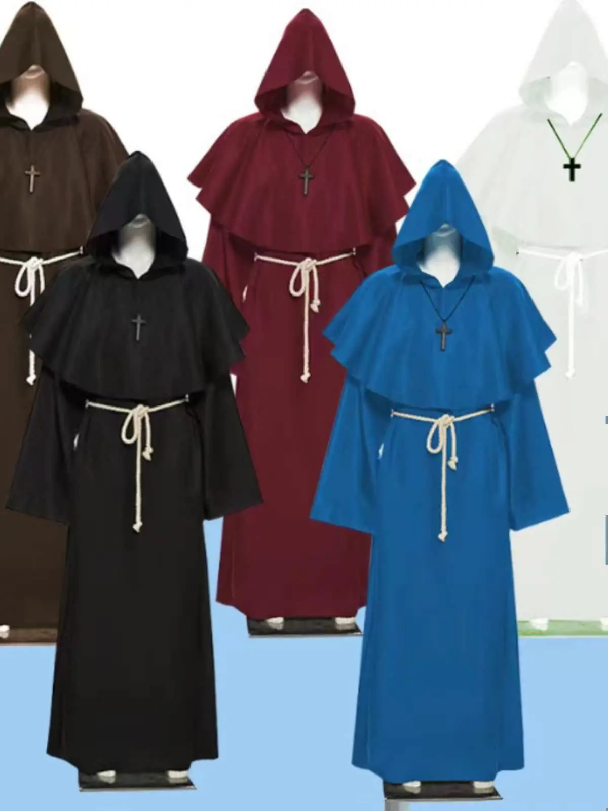 Conjunto de bata de sacerdote monje Medieval, disfraz de mago y sacerdote, traje de Dios de la muerte del padrino del arco, conjunto de capa de Halloween para hombre