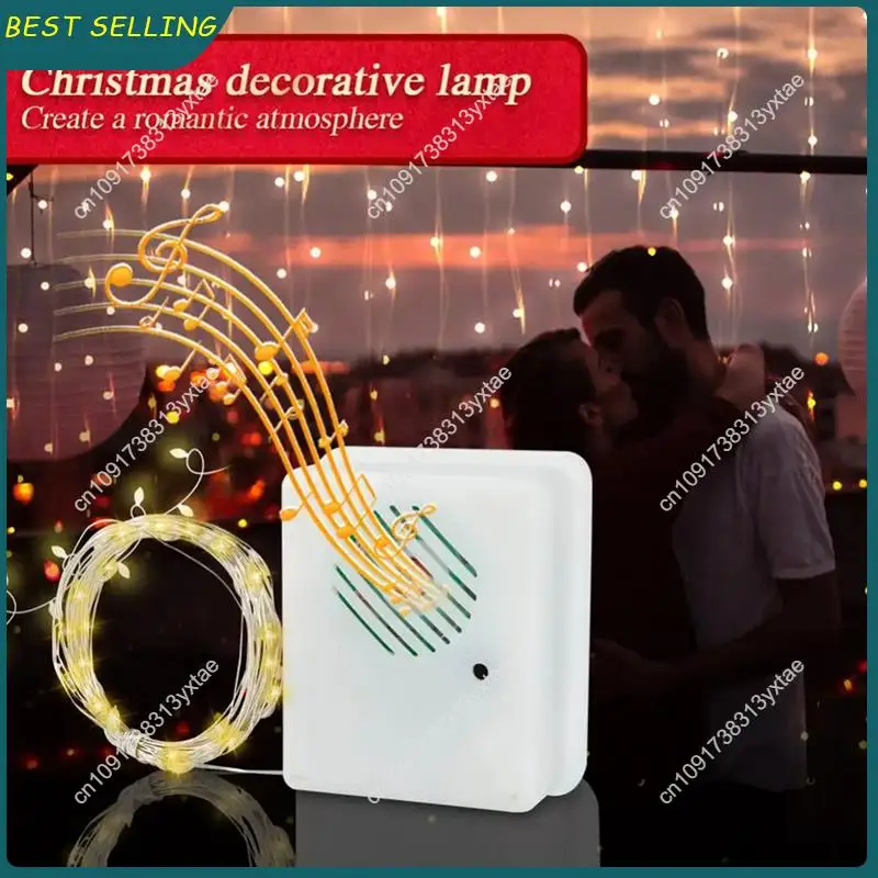 N09R-2X DIY Christmas Sound Sensor With LED String Decorative Lights Christmas Music Speaker White