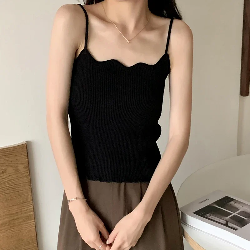 Koreanisches Einfaches Inneres Schichtungs-Tanktop, Lässiges Alltags-Top, Retro Koreanischer Stil, Gestricktes Damen-Camisole, Sommer 2026 Ärmelloses Slim-Fit-Oberteil – Detail 11