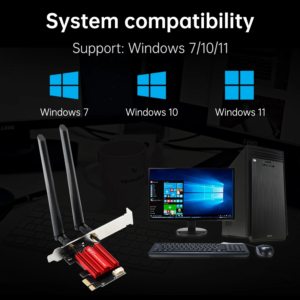 FENVI WiFi 5 AC1200 RTL8822CE PCIE WiFi محول ثنائي النطاق 2.4G/5 جيجا هرتز BT 5.1 802.11AC بطاقة الشبكة اللاسلكية للكمبيوتر ويندوز 10/11