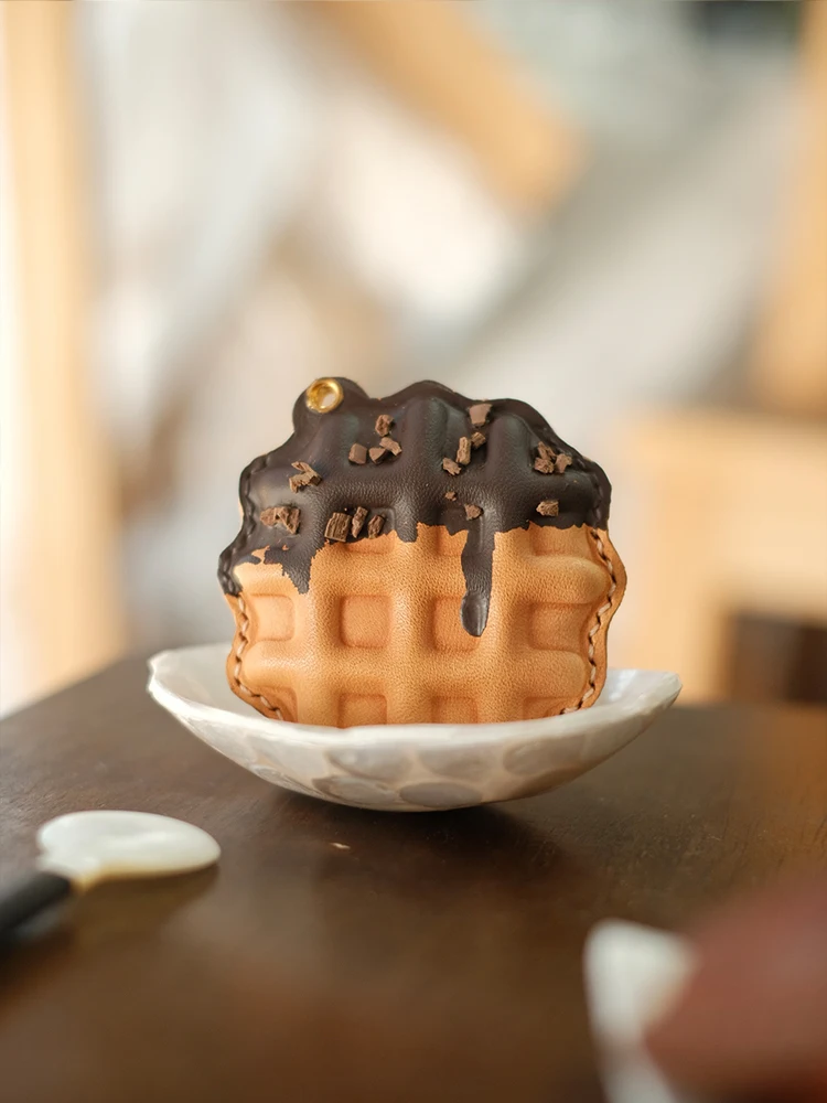 

Waffle-style bag charm, access card holder keychain handmade niche retro gift souvenir
