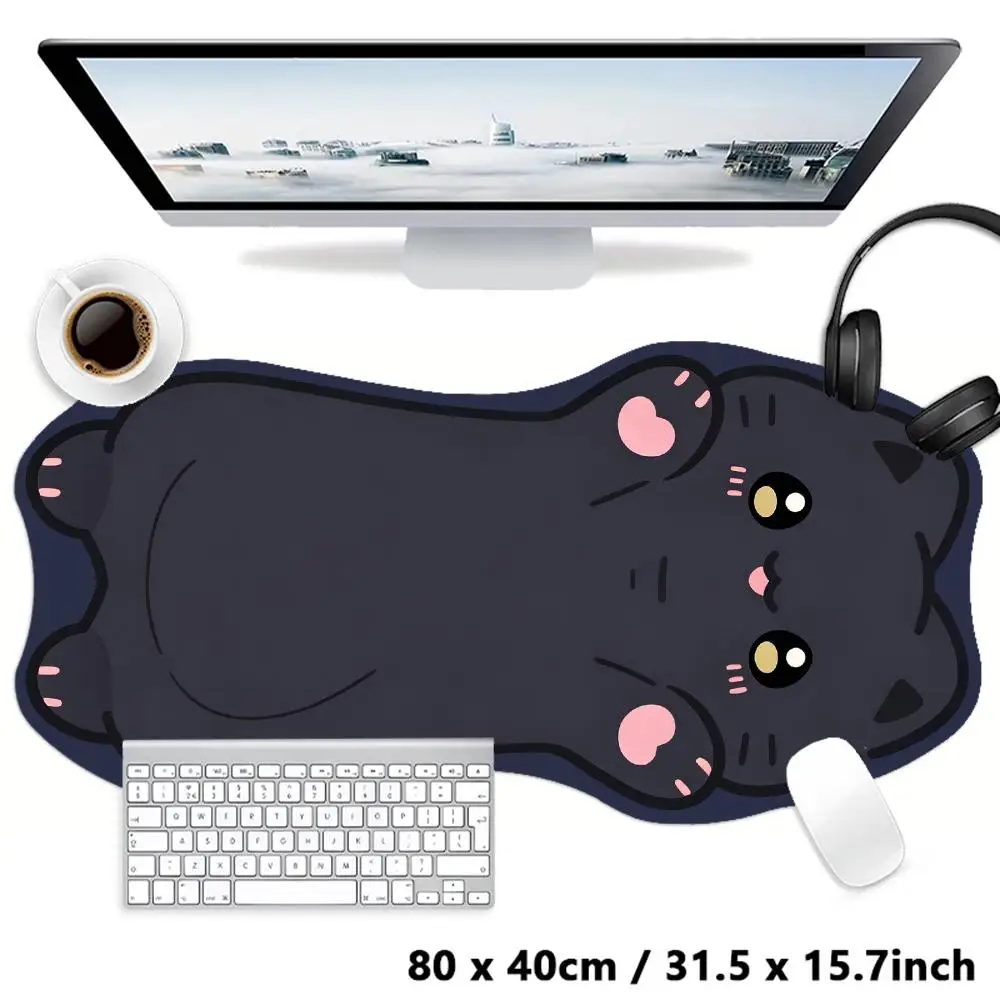 Warm Orange Tabby Cat Unique Outline Table Mat Large Size Suit Laptop Bedroom Gaming Desktop Pad Mousepad Gamer Keyboard Mats