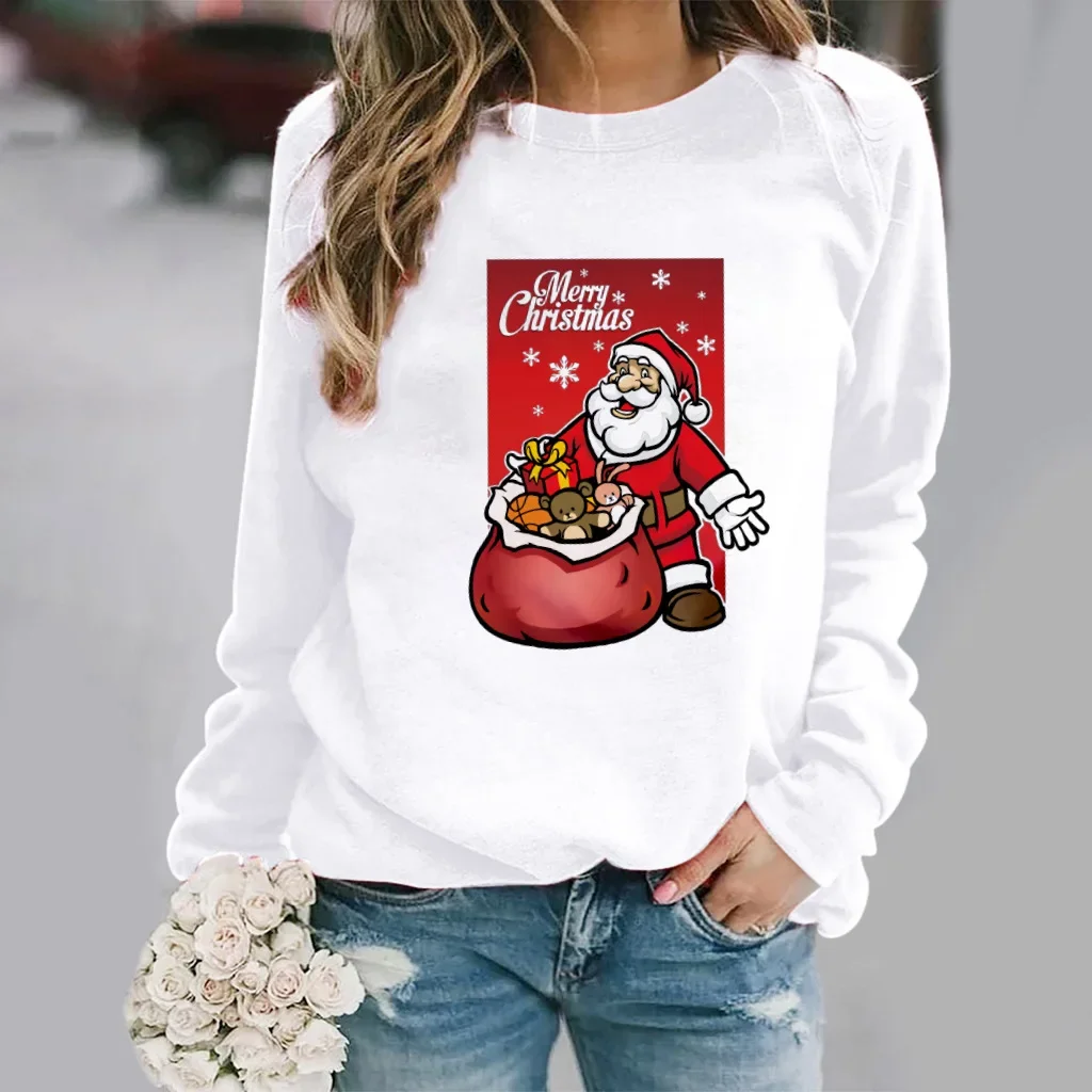 Christmas Women\'s Hoodie Fashion Christmas Print Printed Cartoon Hoodie Streetwear Women  Sweatshirt  Clothes  Sweatshirts