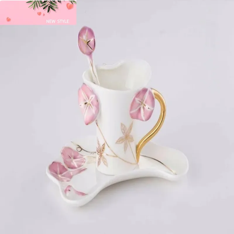 

Фарфоровые кофейные чашки с ложкой, роскошный фарфор, керамическая кофейная чашка, костяной фарфор высшего класса, роскошный подарок, аристократический, набор из 3 предметов