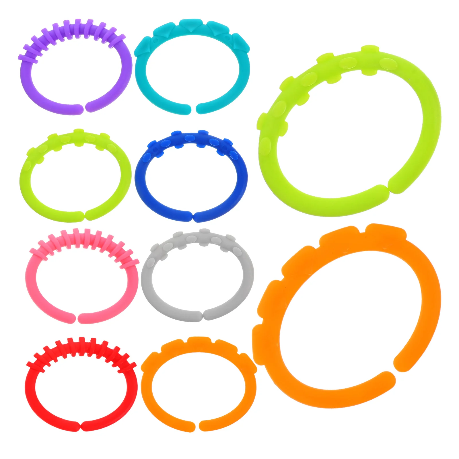 18 Pcs Finger Connecting Ring Baby Activity Toys Stroller Rubber for Staying Close Teether Rings Rattle