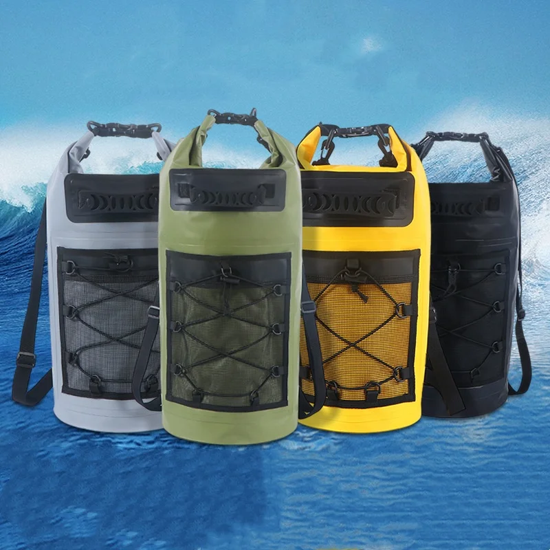 

Y713 Outdoor Fishing Drift Bag Waterproof Beach Swimming Bag Interlaced Mesh Fabric Large-capacity Waterproof Bucket Bag