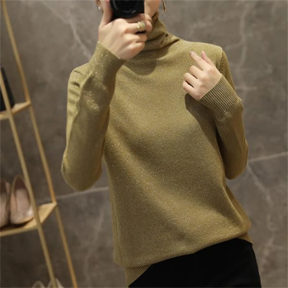 

Long Sleeve Slim Bottoming Shirts Women Sweater Autumn Winter Turtleneck Knitted Pullovers Soft Warm Basic Tops Korean Fashion