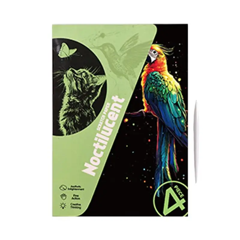 Scratchboard Paper Handmade 4x Glitter Scratchboard Art Craft Art Supplies A4 Size Coloring Drawing Graffiti Cards Toys