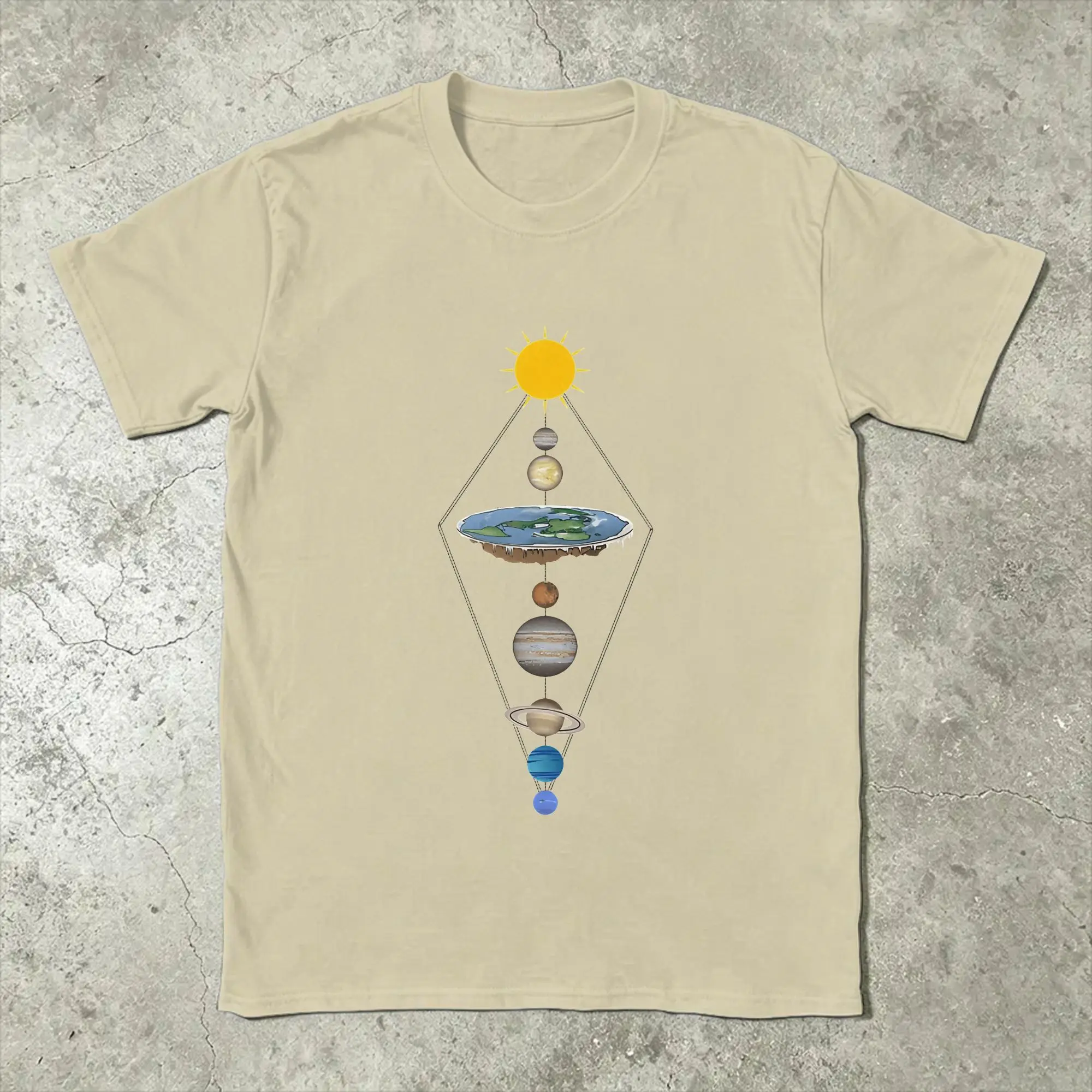 Funny Flat Earth Astronomy T Shirt Summer Well This Is Awkward Solar System Graphic Hipster Tees Short Sleeve Streetwear Tops