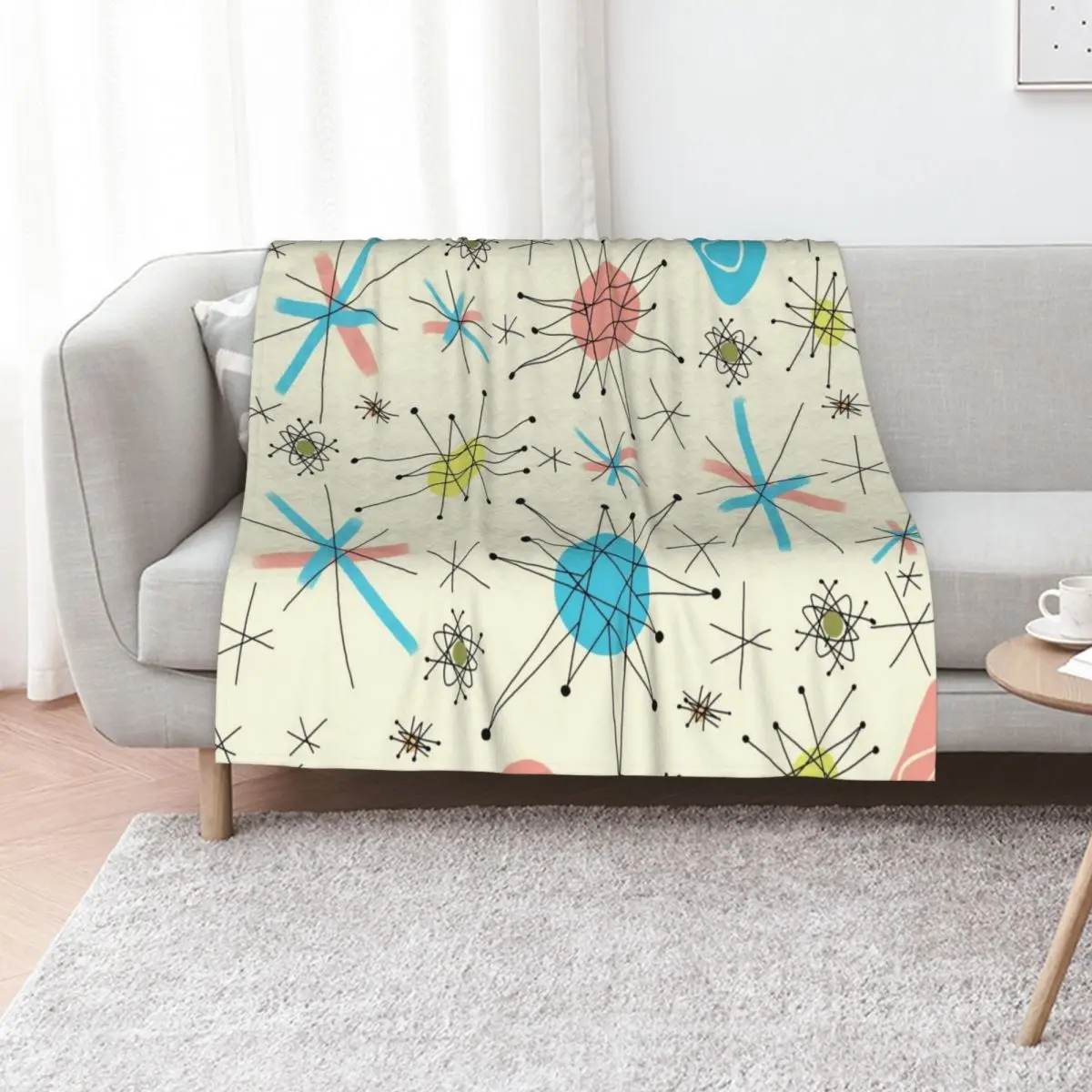 1950's Atomic Starburst Throw Blanket Single Giant Sofa Cute Comforter Personalized Gift Summer Beddings Blankets