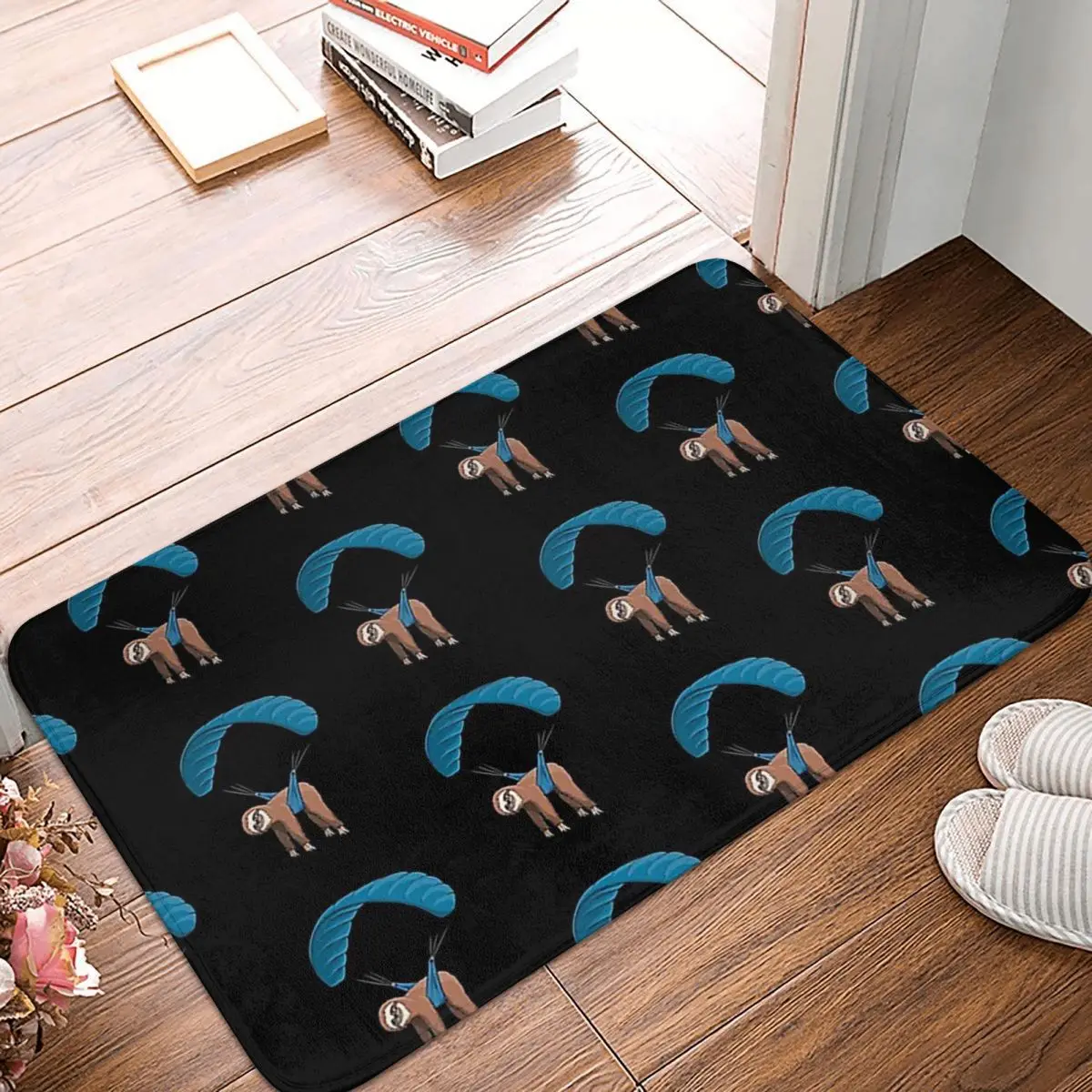 Paragliding Flying Sloth Sunglasses Skydiver Doormat Kitchen Entrance Home Floor Mat Anti-slip Carpet Rug for room Footpad Mats