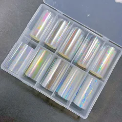 1 Box Transparent Holographic Nail Foils for Transfer Paper Aurora  Painting Nails Wraps Rainbow Clear Nail Art Decorations