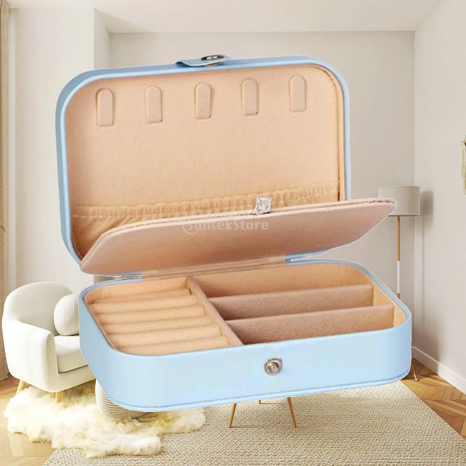 Jewelry Storage Box Showcase with Hanging Hooks Chic Large Capacity Travel
