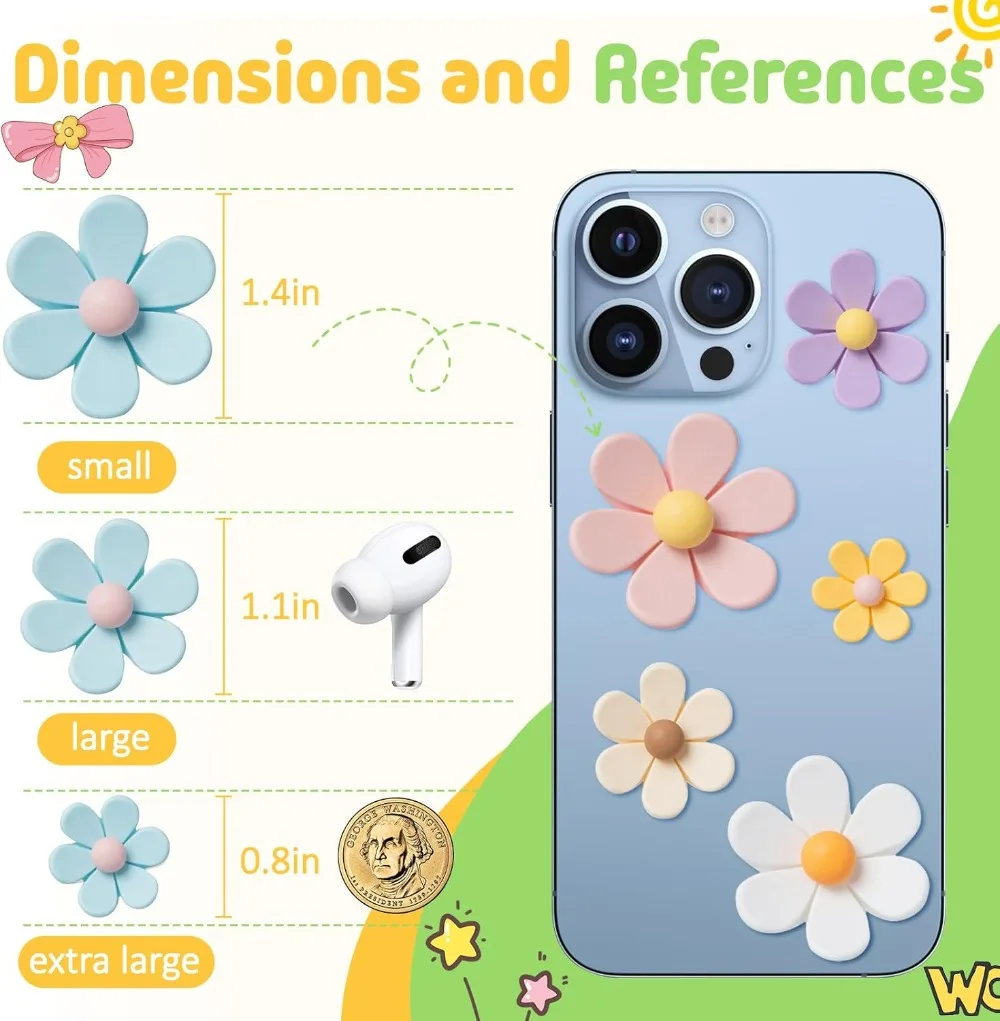 16-Pack 3D Flower Fridge Magnets – Strong, Colorful Decor for Kitchen, Office & Whiteboards