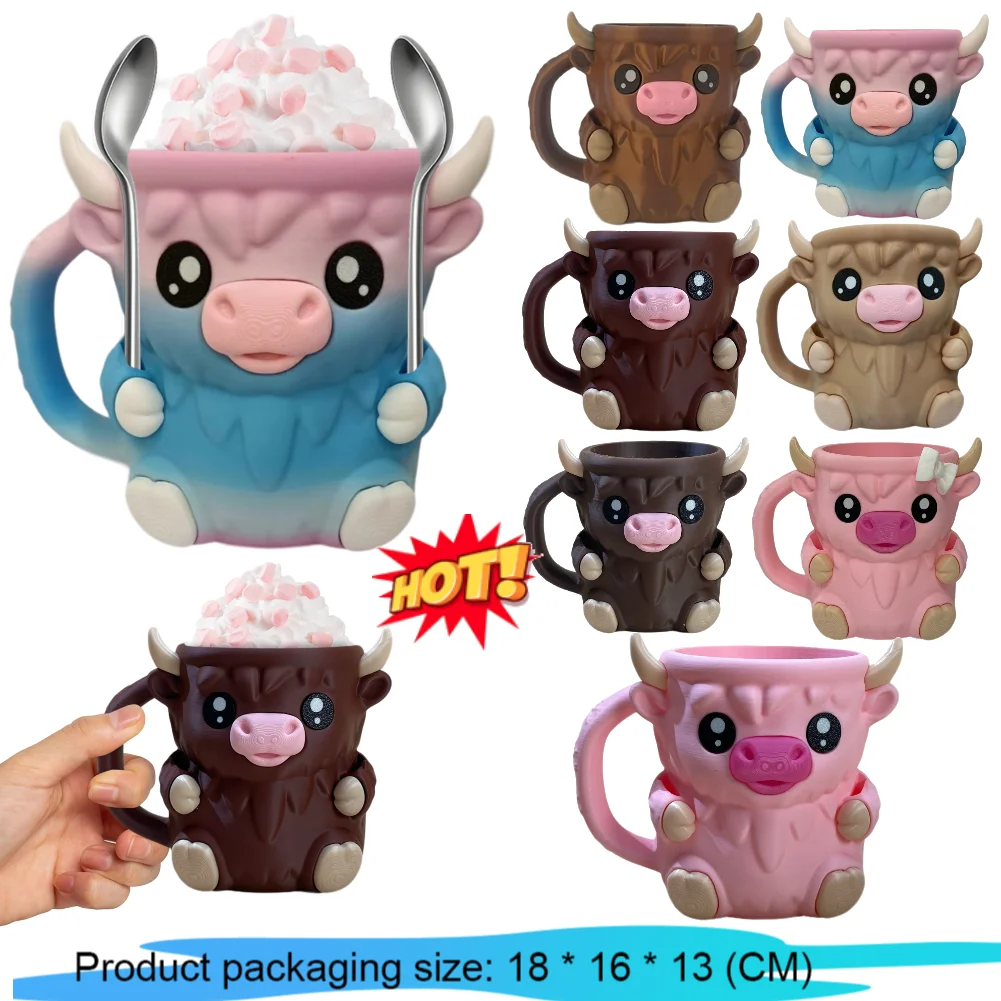 

Highland Cow Cute Ice Cream Pint with Antifreeze Handle Dessert Cup Reusable Beer Can Holders for Gathering Party Picnic