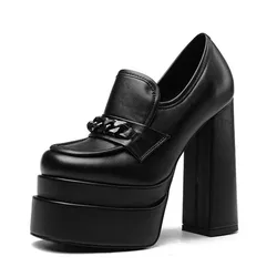 Brand Women High Heels 2024 Platform Shoes Women Pumps Office Lady Chunky Shoes Punk Gothic Y2K JK Shoes Loafer Female Size35-43