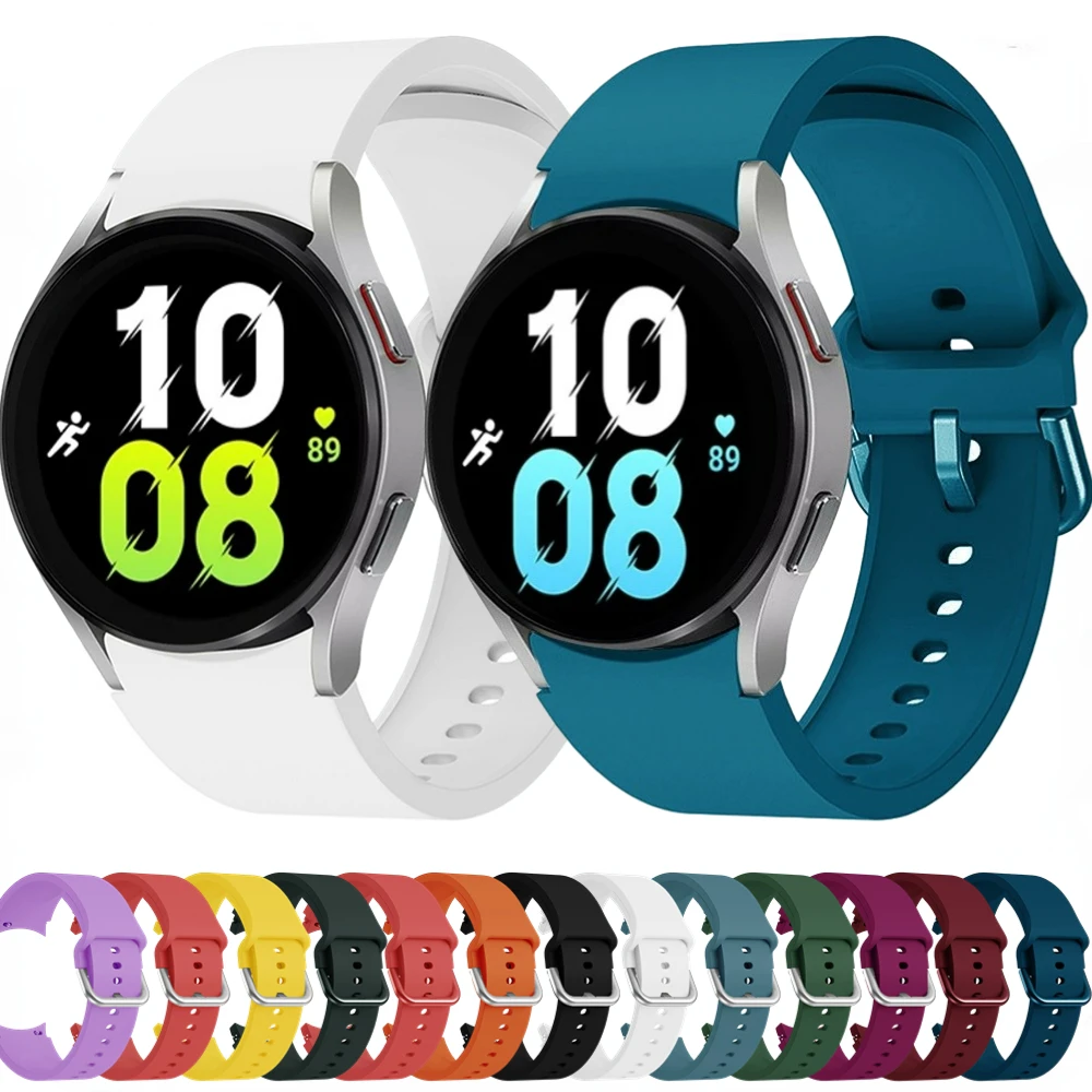 20mm Silicone Strap For Samsung Galaxy Watch 5/4 40mm 44mm Smart Bracelet Wristband Belt For Galaxy 5 Pro 45mm/4 Classic 46 42mm