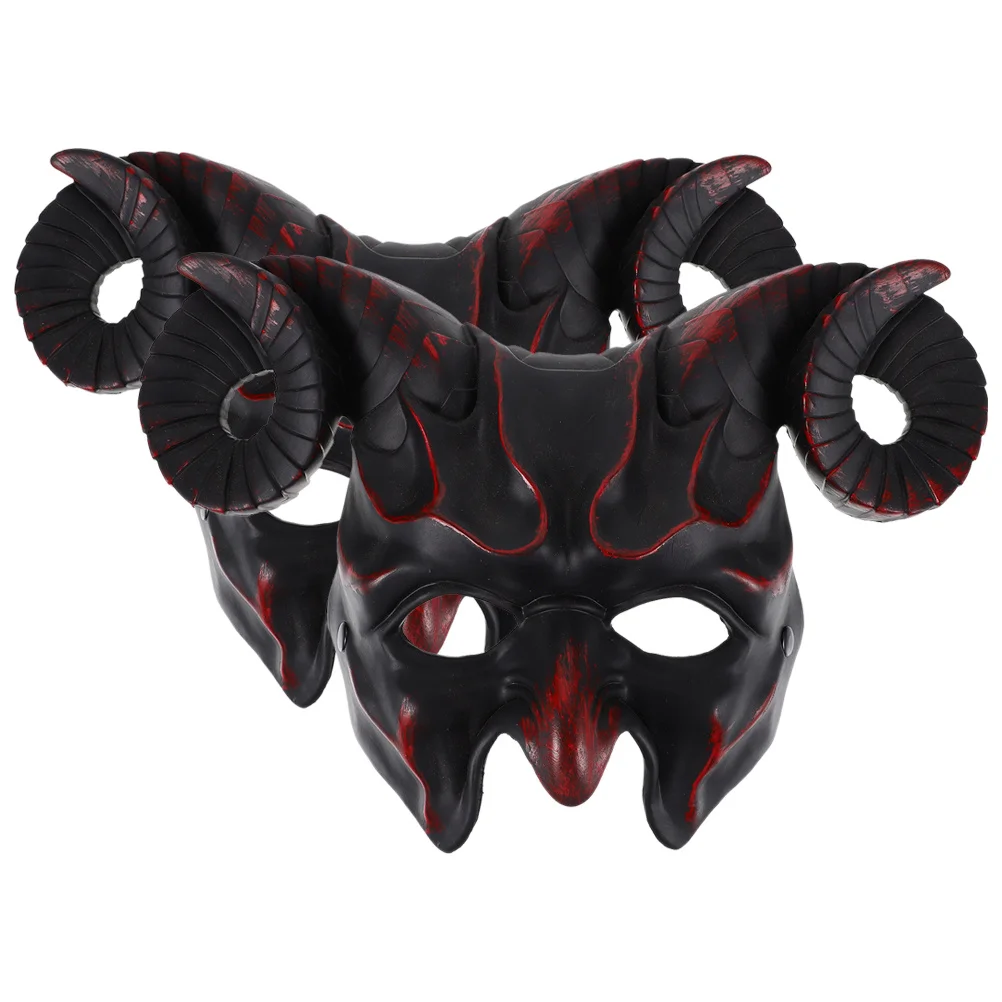 

2Pcs Goat Skull RAM Horns Mask Half Face Scary Halloween Masquerade Cosplay Costume Party Masquerade Mask Horns