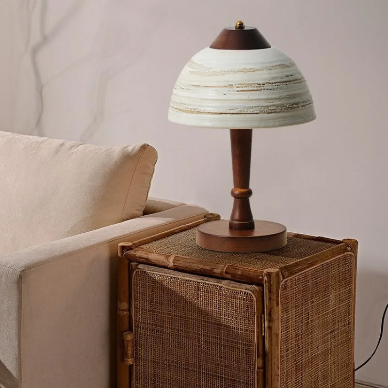New Creative Ceramic Lampshade Lamp Wood Base EU AU US Adapting Plug for Bedroom Parlor Hotel Dining Dropshipping
