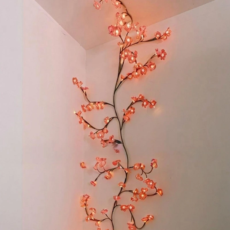 Decora la decorazione della stanza interna Fiori Decorazione interna della camera da letto Luci del ramo di un albero a LED per parete, strisce luminose