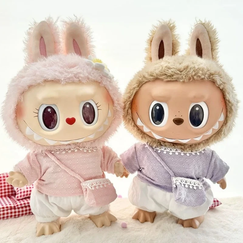 For Labubu Doll Clothes Outfit Accessories Knitted Leisure Set For 15-17cm 37-40cm Mini Dolls Clothing Girl Xmas Gift No doll