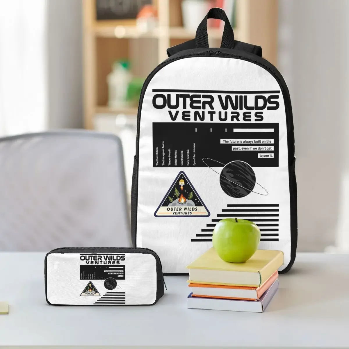 NASA-Inspired Outer Wilds Ventures Backpack Student BookBag School Bag Laptop Shoulder Bags 3ps Insulated Lunch Bag Pencil Case