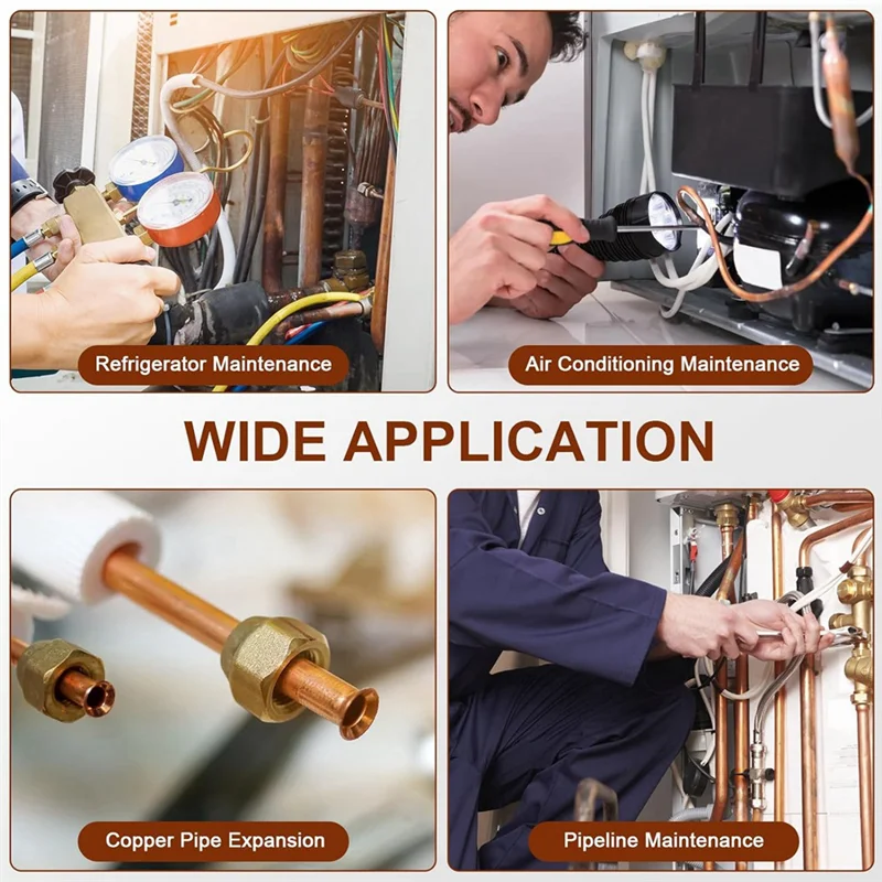 Alat Perbaikan HVAC 5-In-1, 2 Buah Alat Swaging Tabung Tembaga Lembut Expander Tabung Pipa Tembaga AC Mudah Dipasang