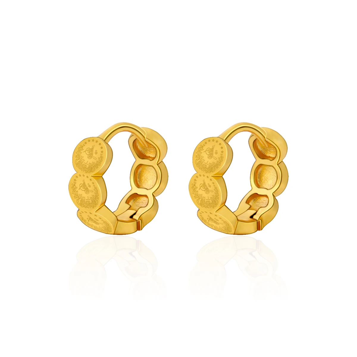 Arabische Mode-Münz-Ohrhänger, 21k vergoldet, Dubai Brautschmuck, elegante Ohrringe für Habesha-Frauen, Schmuck für Events und Partys – Detail 4