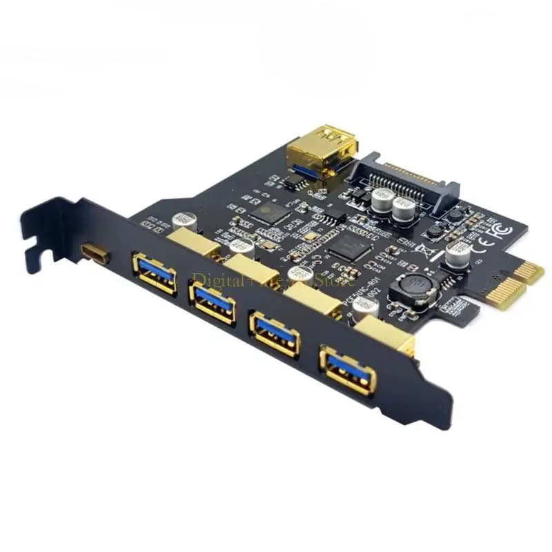 E06D USB Card Card 4 Ports + Type C + встроенный USB Extender PCI-E USB 3.2 RISER