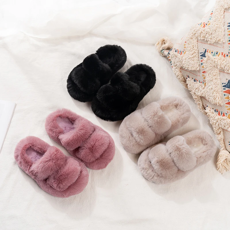 

Children Casual Slippers with Thick Fur Kids Warm Shoes Non-slip 2025 Winter Girls Fashion Slippers Korean Style Princess Sweet